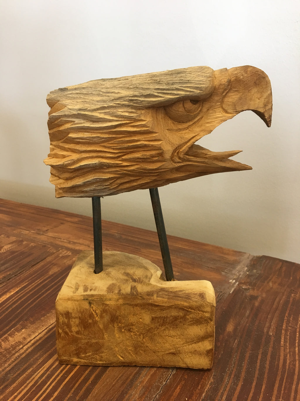 Eagle Head Carving on Stand